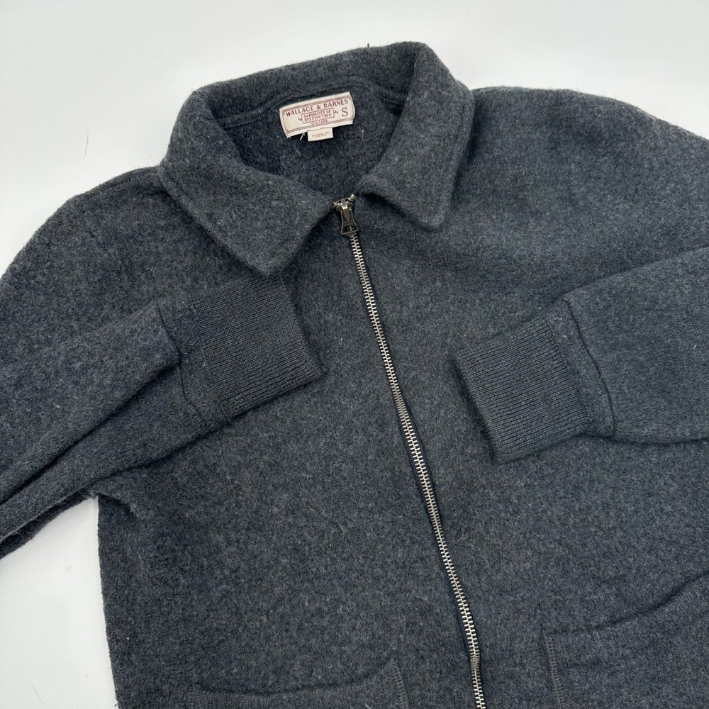 Wallace & Barnes J.Crew Merino Wool Full Zip Sweater Jacket Gray Womens Small S